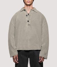 Relaxed Box Fit 400 GSM Pigment Dyed Rugby Shirt: Pigment Stone 