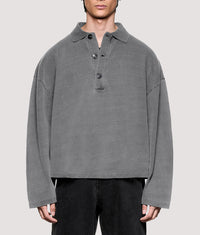 Relaxed Box Fit 400 GSM Pigment Dyed Rugby Shirt: Pigment Black 