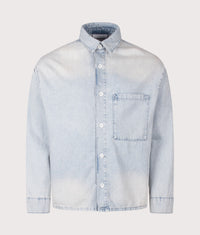Relaxed Box Fit Dress Shirt: Sunfaded Denim 