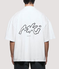 Oversized Box Fit Ink Line T-Shirt: White 