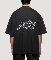 Oversized Box Fit Ink Line T-Shirt: Black 