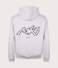 Oversized Box Fit Ink Line Hoodie: Grey 