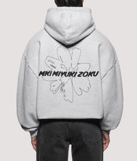 Oversized Box Fit Wildflower Hoodie: Grey 