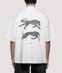 Oversized Box Fit Greyhound T-Shirt: White 