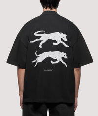 Oversized Box Fit Greyhound T-Shirt: Black 