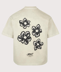 Box Fit Hibiscus T-Shirt: Pigment Cement 