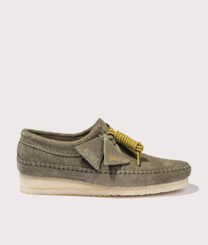 Clarks Weaver Suede in Pale Khaki Side Shot at EQVVS