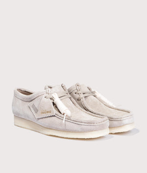 Clarks Wallabee Suede in Pale Grey Angle Shot at EQVVS
