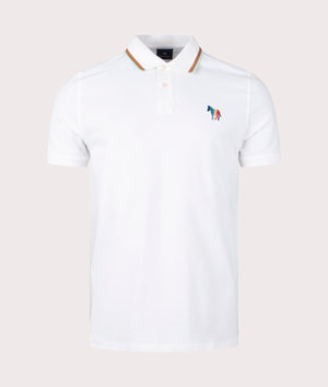 Zebra Emblem Polo Shirt, White, PS Paul Smith, EQVVS, Mannequin front shot.