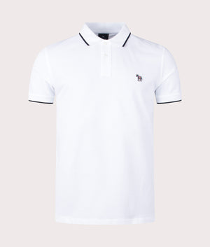 Zebra Badge Polo Shirt White, PS Paul Smith, EQVVS, Mannequin Front Shot. 