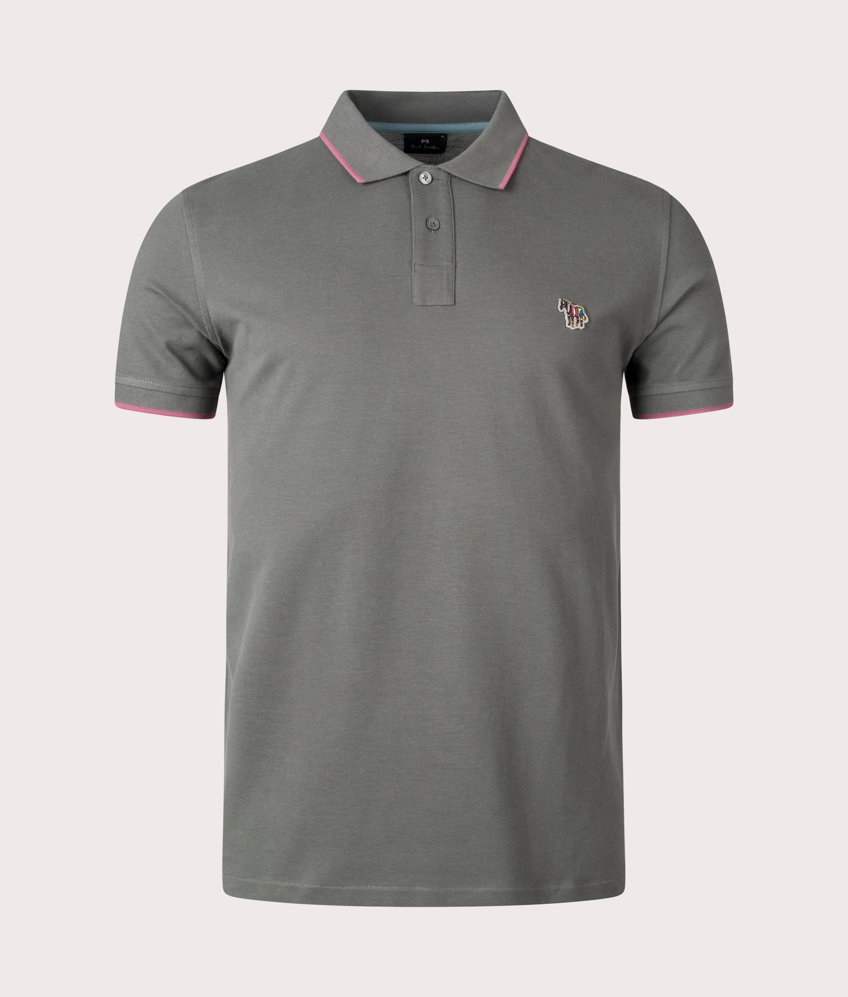 Zebra Badge Polo Shirt Grey, PS Paul Smith, EQVVS, Mannequin front shot 