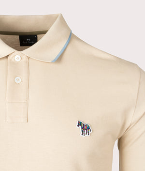 Long Sleeve Zebra Badge Polo Shirt, Beige, PS Paul Smith, EQVVS, Mannequin Detail Shot