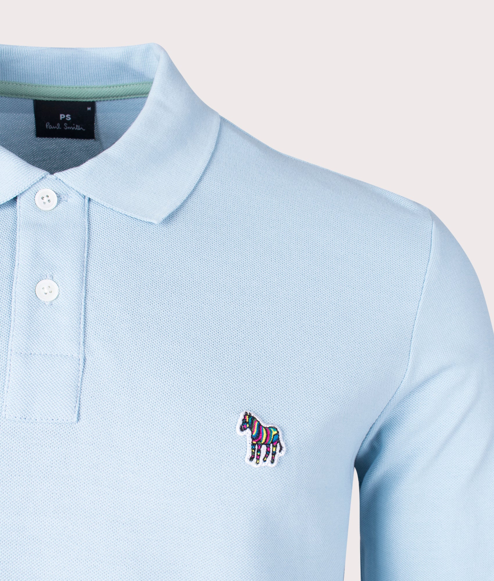 Long Sleeve Zebra Badge Polo Shirt, Light blue, PS Paul Smith, EQVVS, mannequin detail