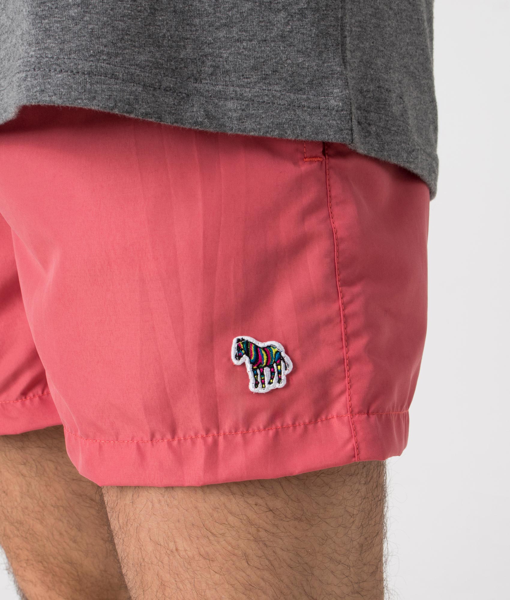 PS Paul Smith Zebra Swim Shorts Bubblegum/Raspberry EQVVS. Detailshot. 