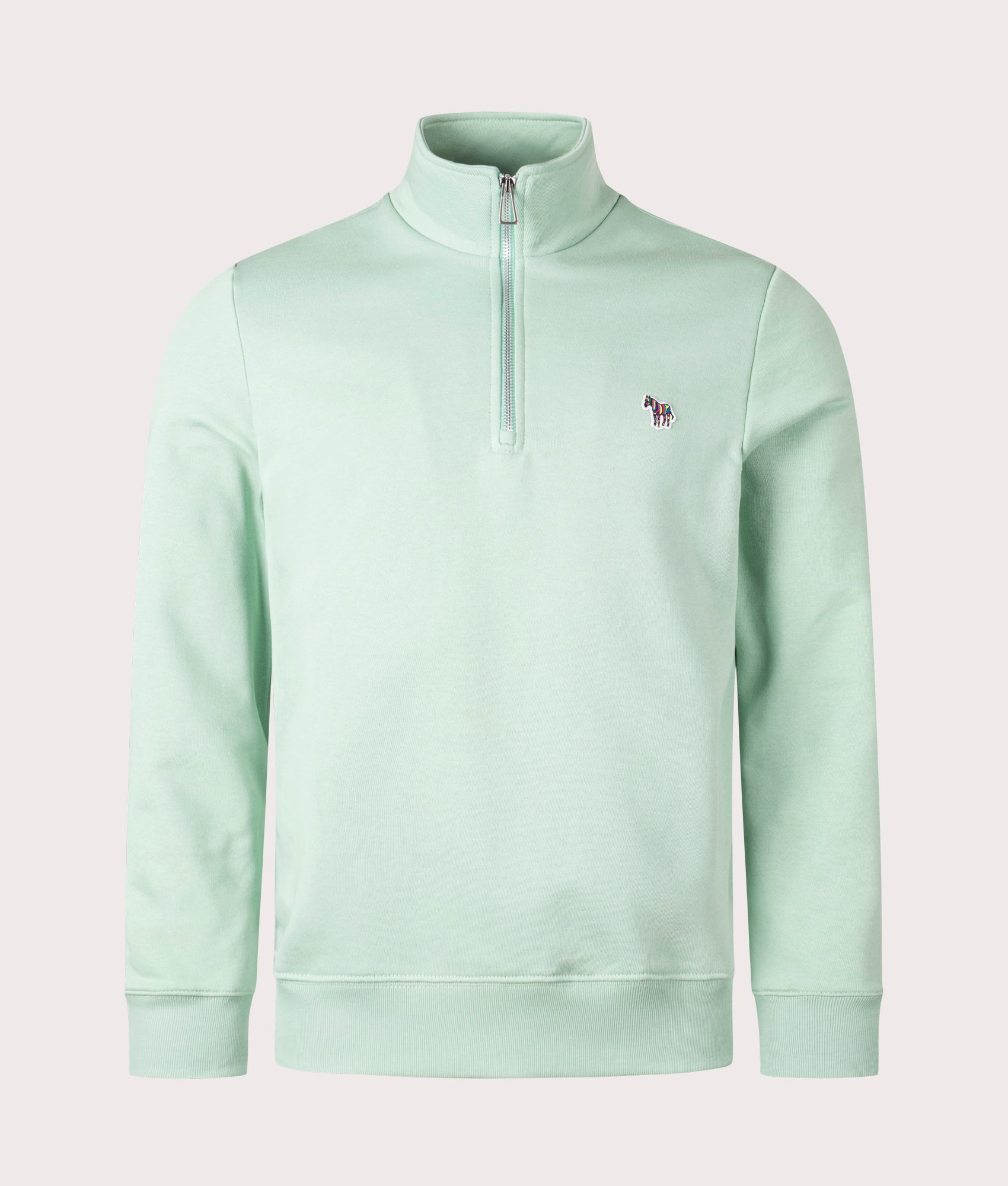 Quarter Zip Zebra Sweatshirt Pastel Green, PS Paul Smith, EQVVS, Front Shot
