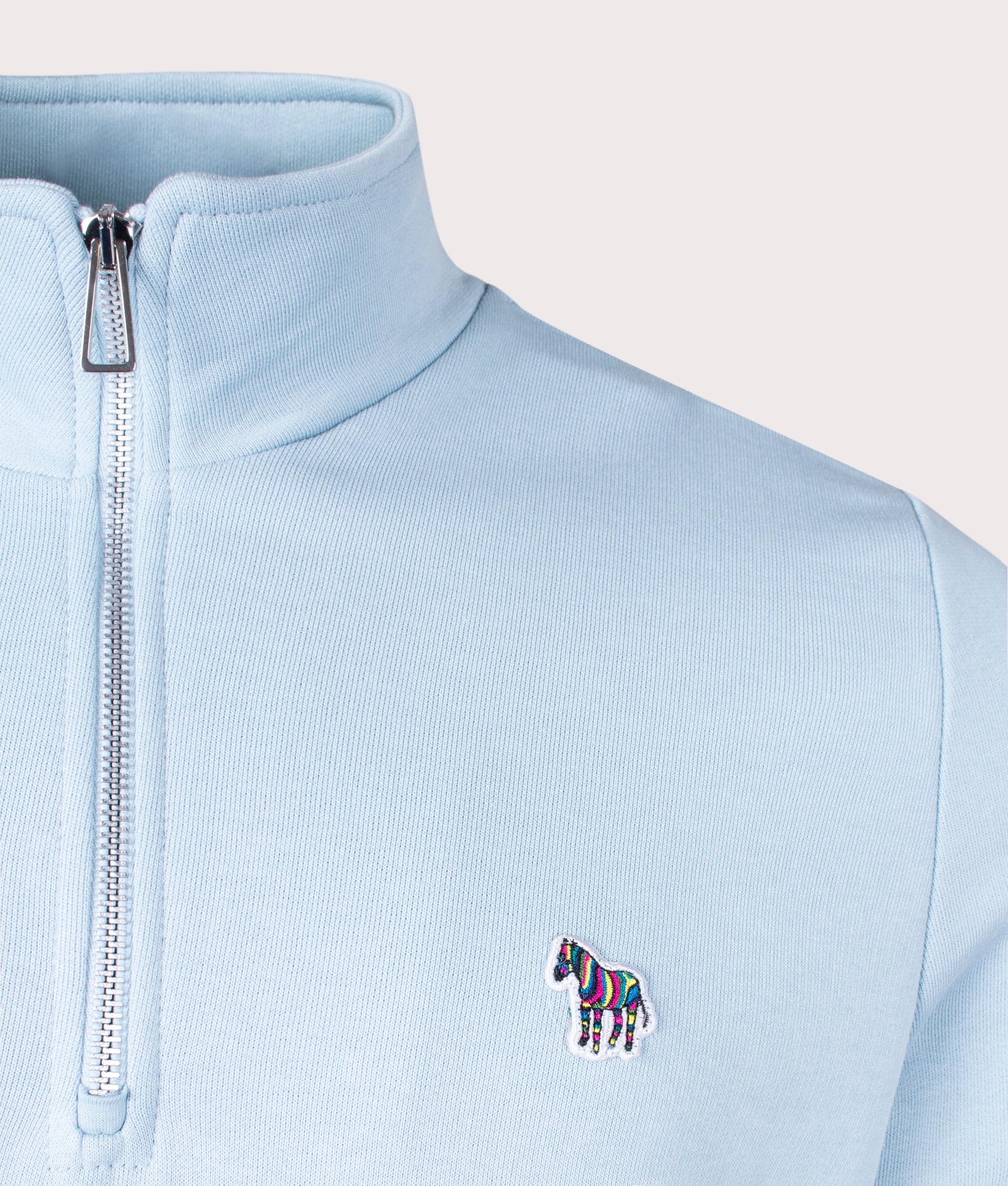 Quarter Zip Zebra Sweatshirt Cobalt Blue, PS Paul Smith, EQVVS,  detail shot