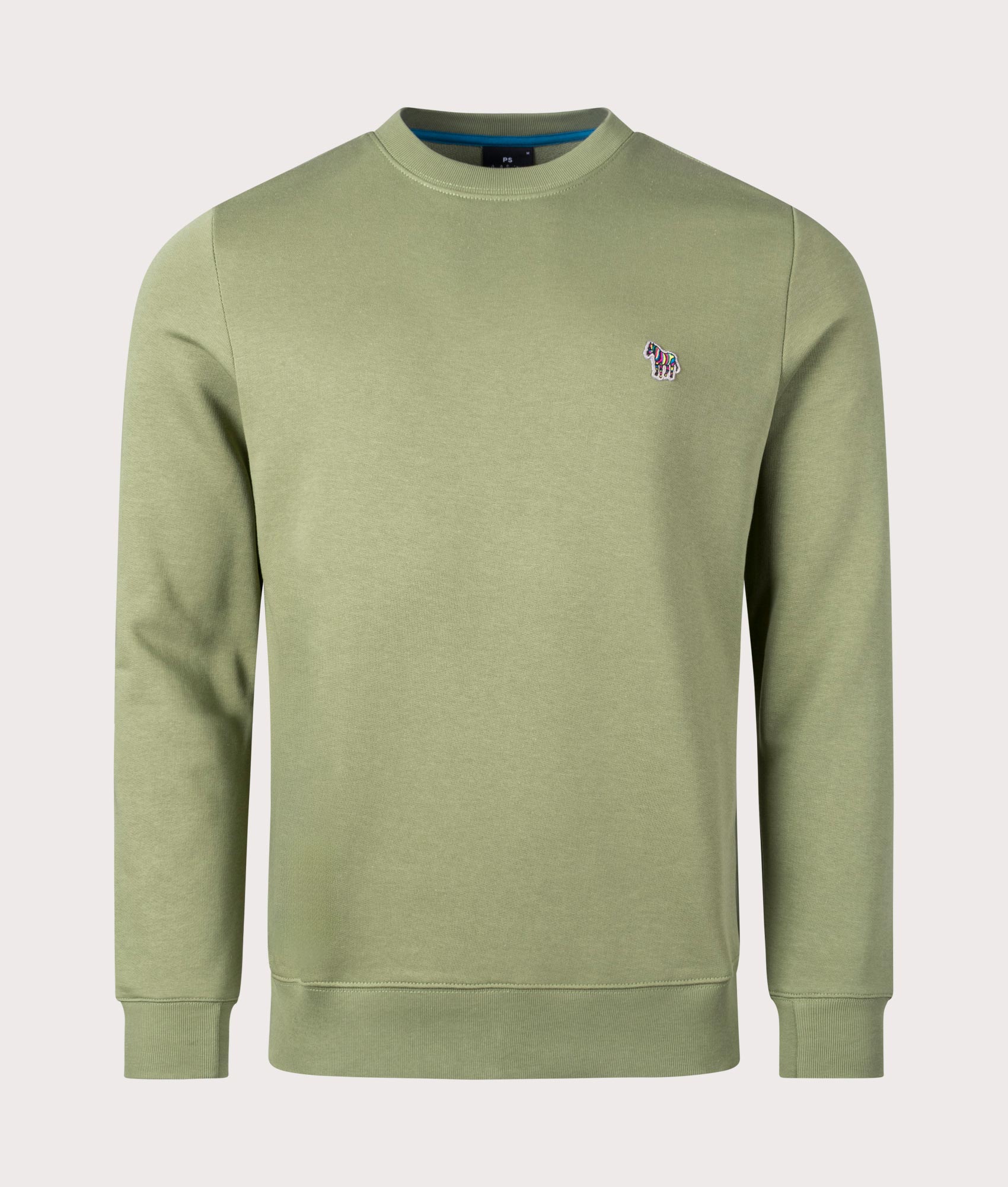 PS Paul Smith Zebra Badge Sweatshirt in Khaki Front Shot at EQVVS