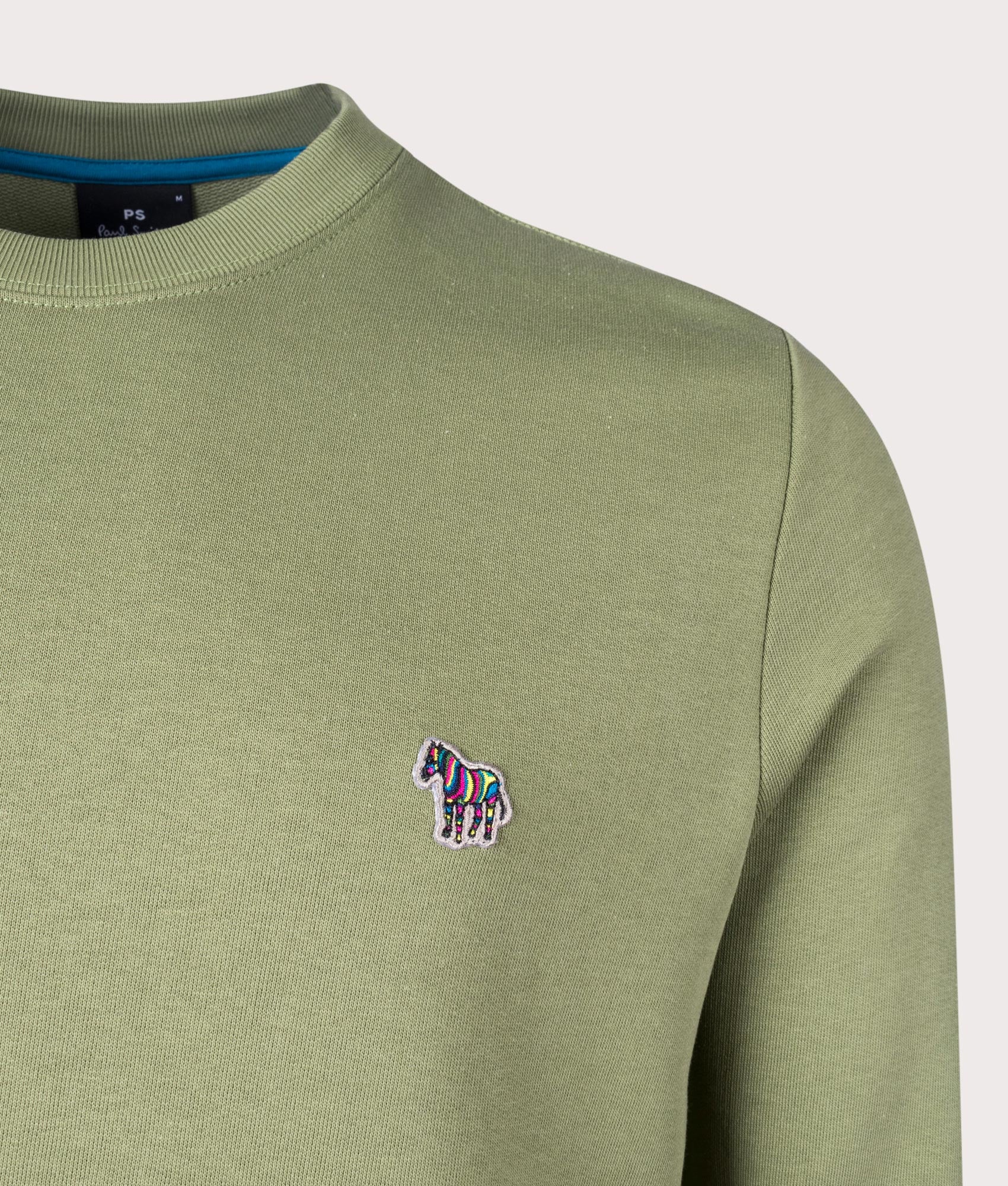 PS Paul Smith Zebra Badge Sweatshirt in Khaki Detail Shot at EQVVS
