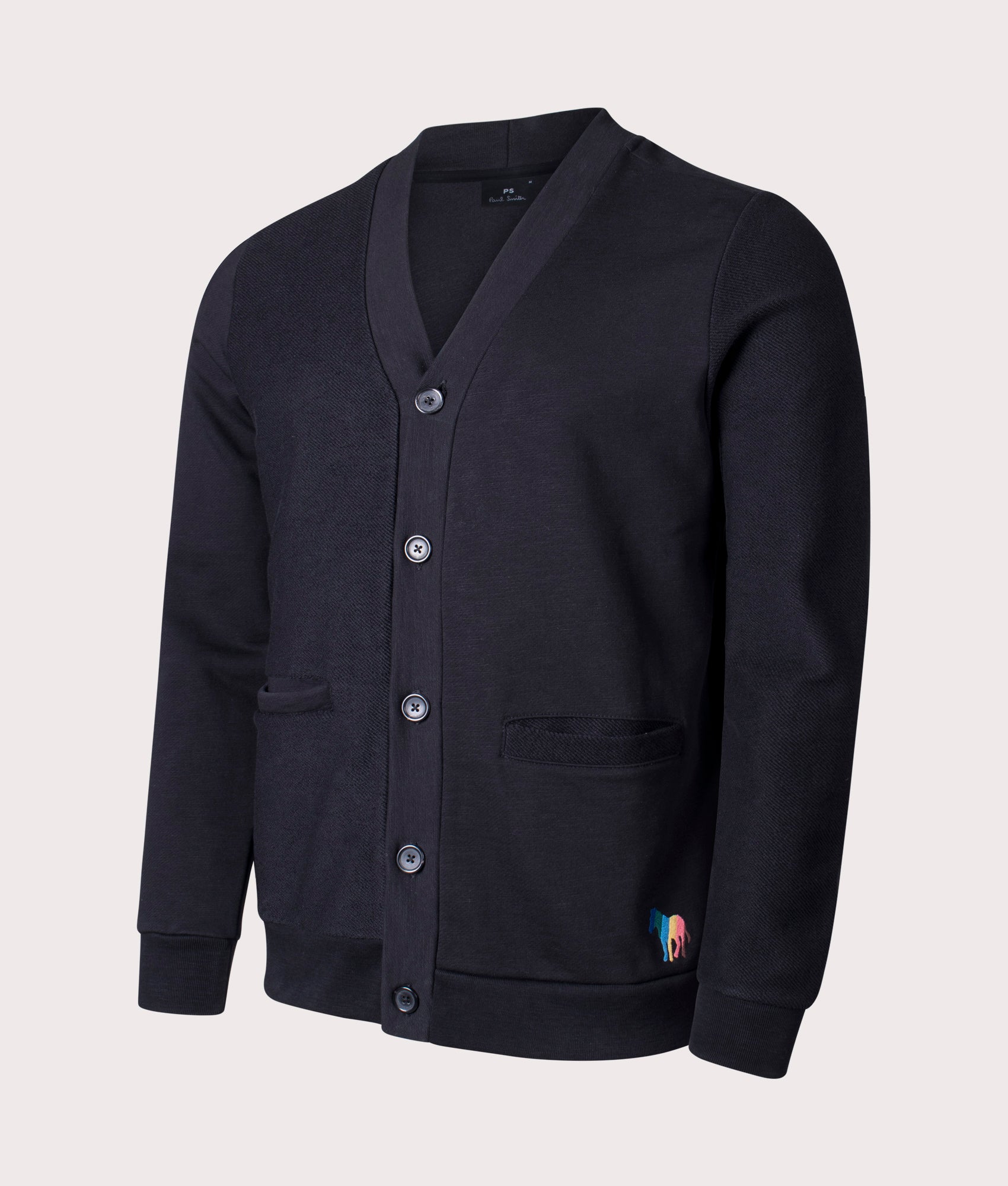 Zebra Broad Stripe Cardigan, Black, PS Paul smith, EQVVS, Mannequin Front