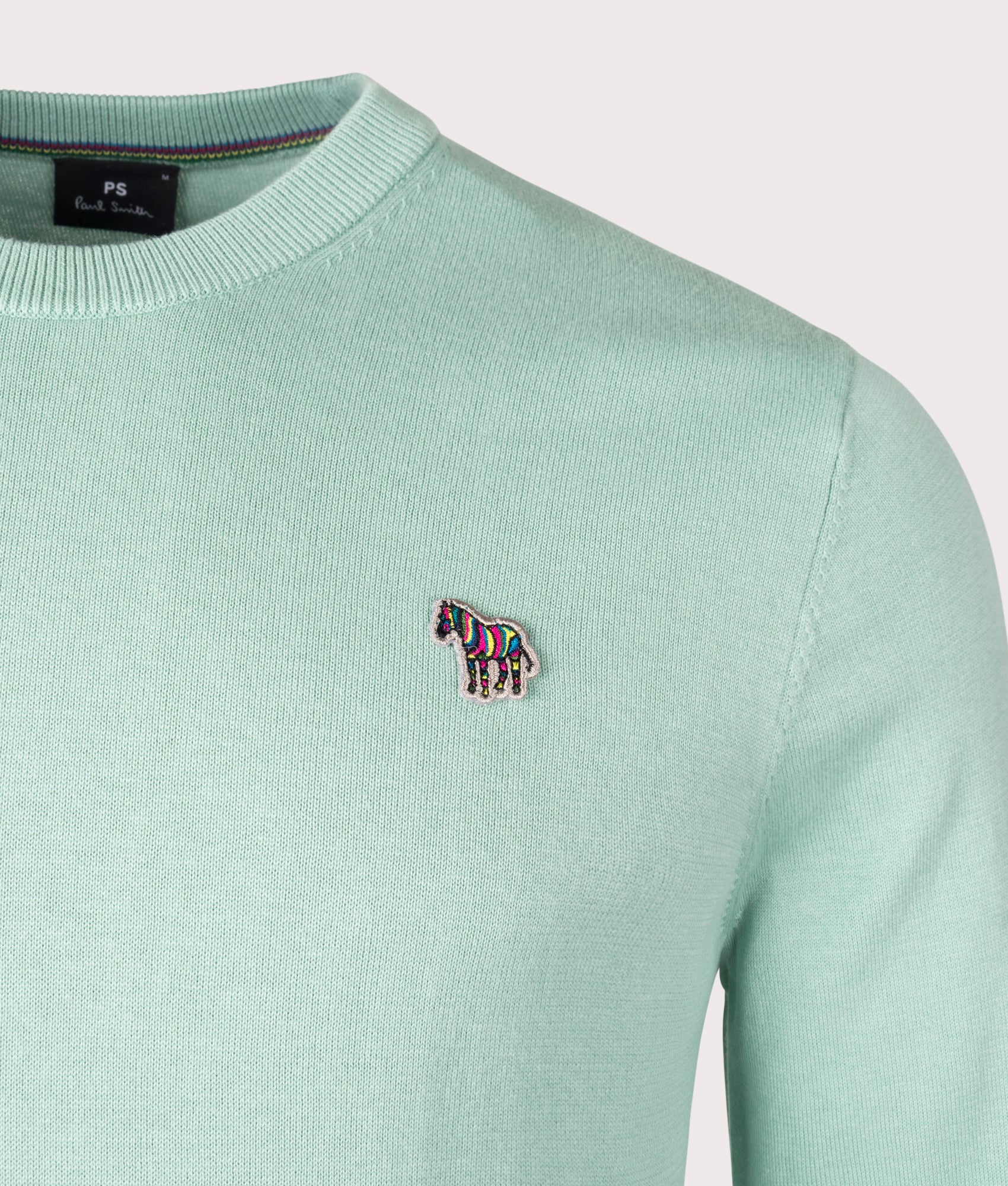 Zebra Badge Knit Jumper, Green, PS Paul Smith, EQVVS, Mannequin Detail 