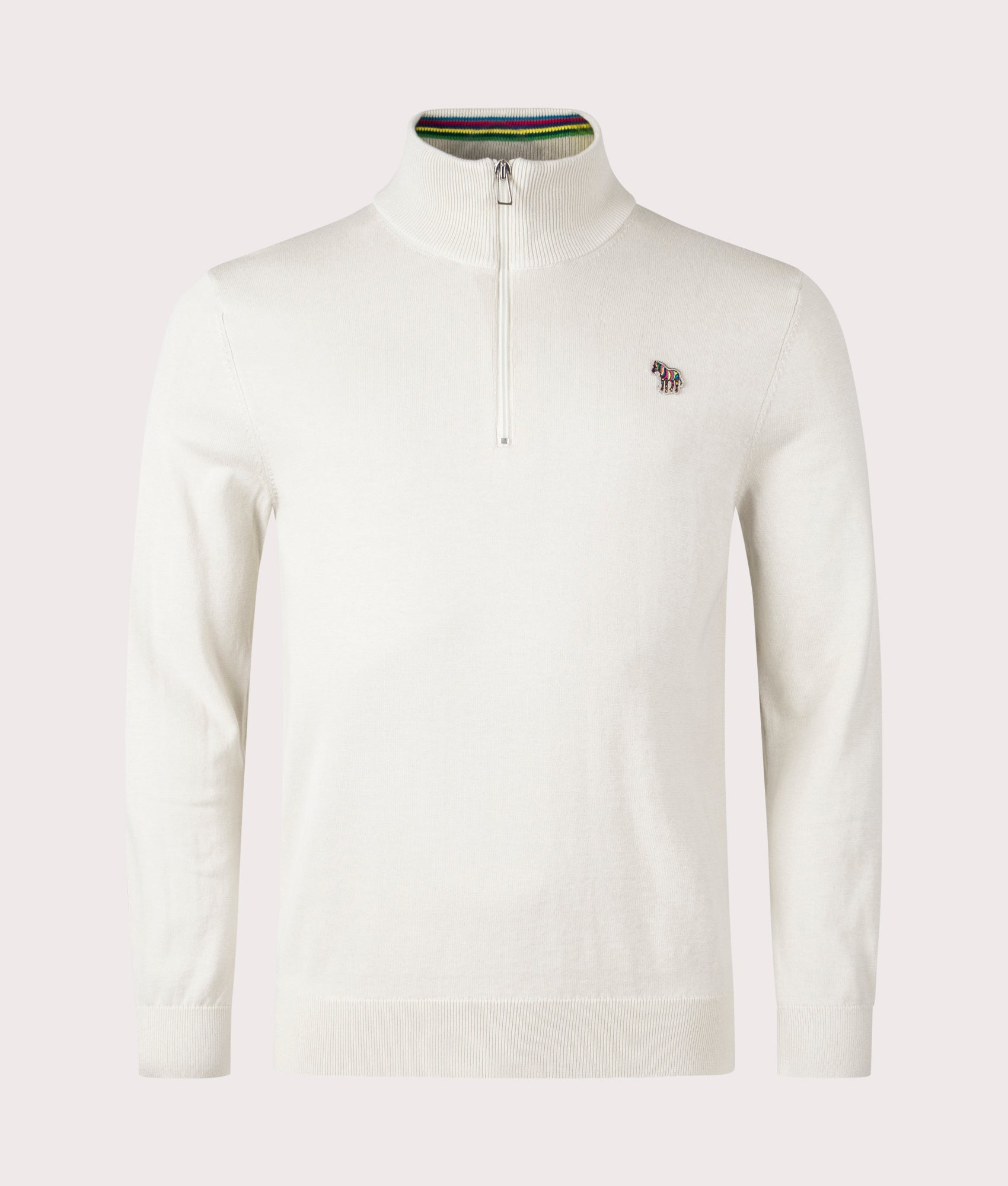 Quarter Zip Zebra Badge Knit Jumper Grey, PS Paul Smith, EQVVS, Mannequin front