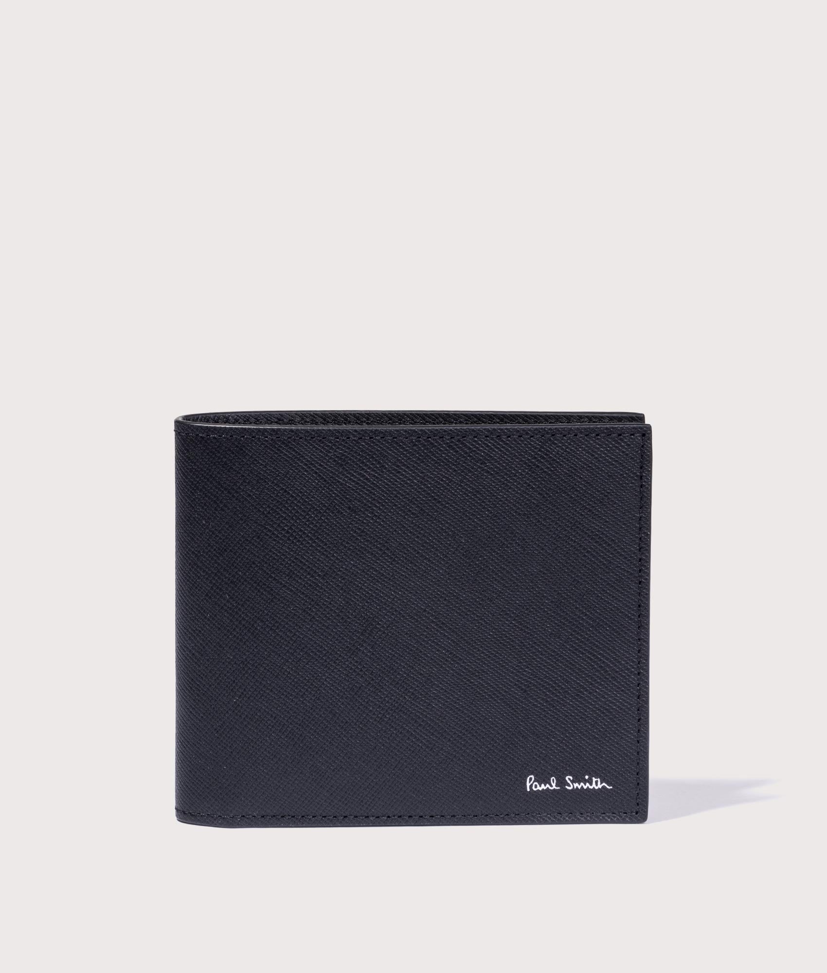 PS Paul Smith Wallet Billfold in Black with Stripy Car Inner Design Close Shot at EQVVS