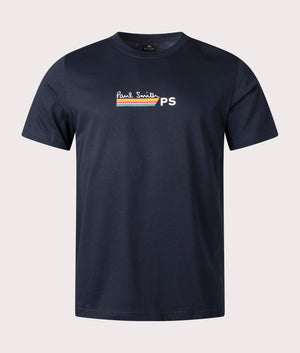 Stripe Logo T-Shirt Navy, PS Paul Smith, EQVVS, Mannequin front