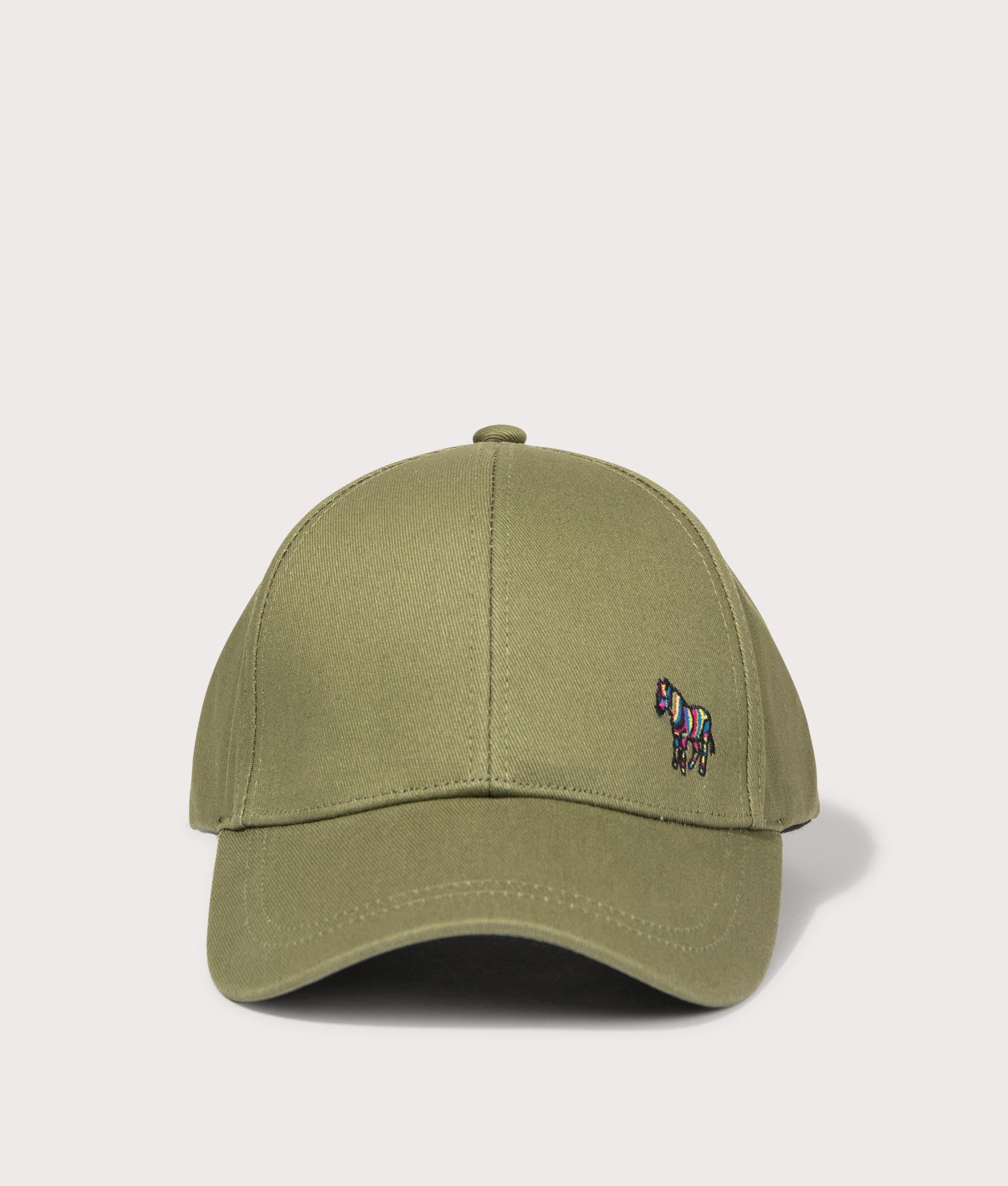 Zebra Cap in Light Greyish Green by Paul Smith. EQVVS Front Angle Shot.