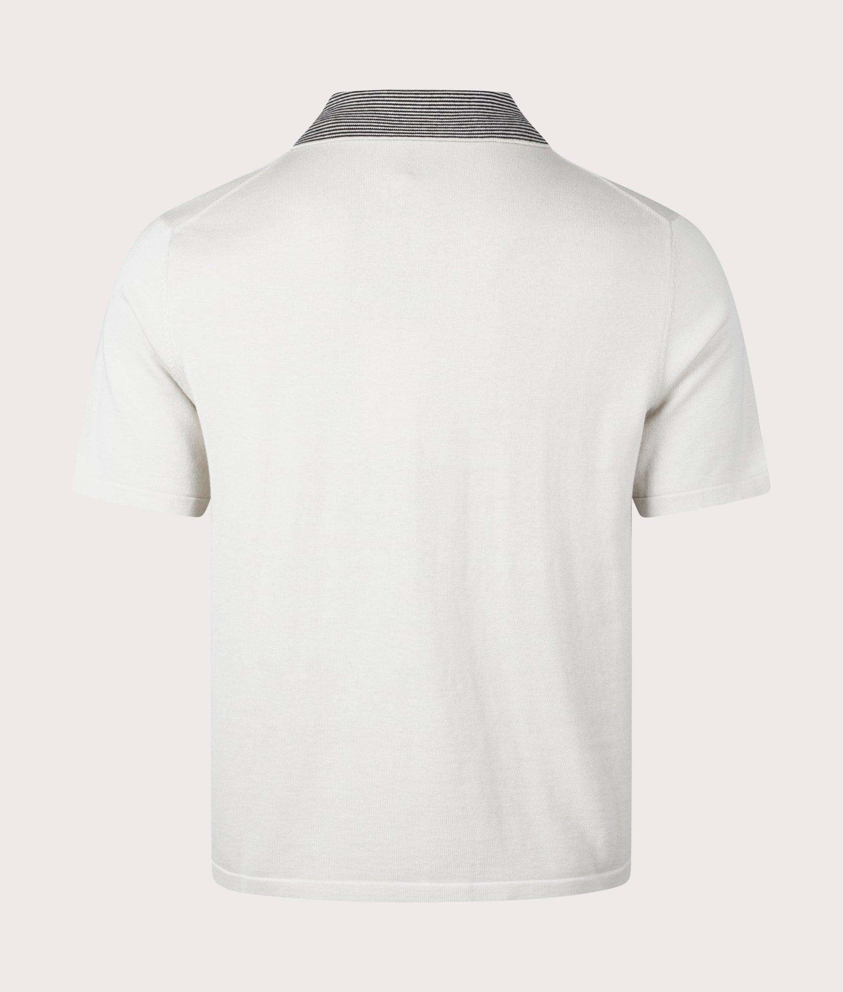 PS Paul Smith Zebra Badge Polo Shirt in Grey with Stripy Collar Back Shot EQVVS 