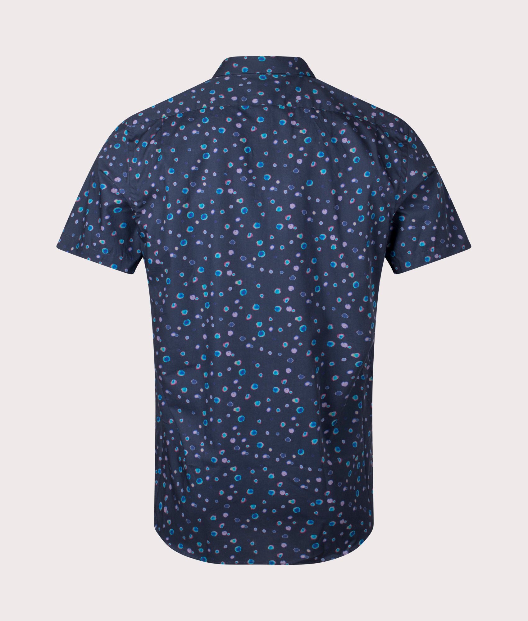 Tailored Fit Short Sleeve Shirt in Very Dark Navy by PS Paul Smith. EQVVS Back Angle Shot.