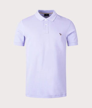 PS Paul Smith Zebra Polo Shirt in Lilac Violet 100% Organic Cotton front Shot at EQVVS