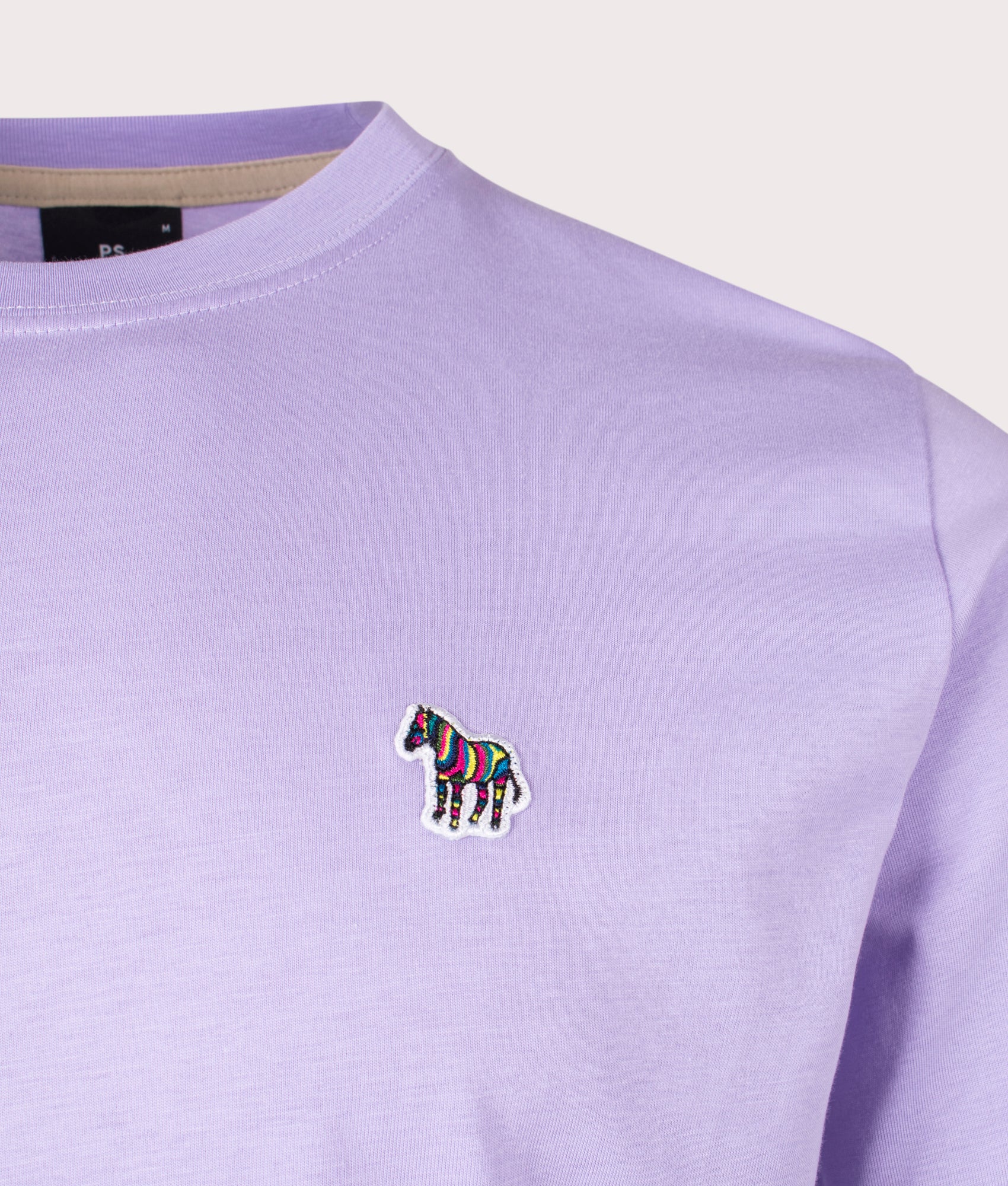 Ps Paul Smith Zebra Badge T-Shirt in 51a lilac detail shot at EQVVS