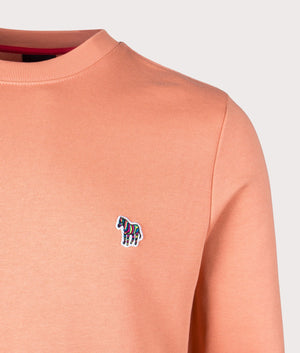 PS Paul Smith Zebra Sweatshirt in Goose Beak Orange 100% Cotton Detail Shot at EQVVS