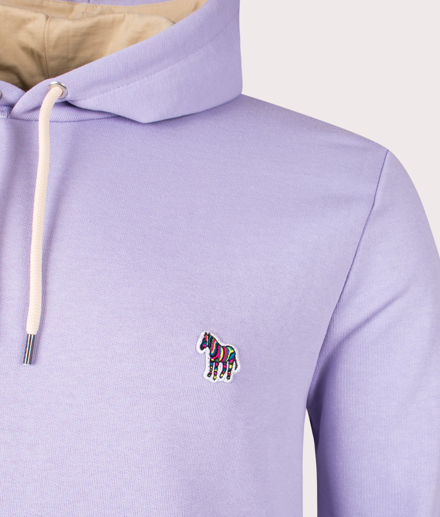 PS Paul Smith Zebra Hoodie 51 lilac detail shot at EQVVS