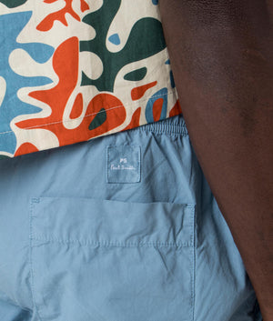 Drawstring Shorts in Greyish Blue by PS Paul Smith. EQVVS Detail Shot