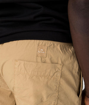 Drawstring Shorts in Tan by PS Paul Smith. EQVVS Detail Shot.