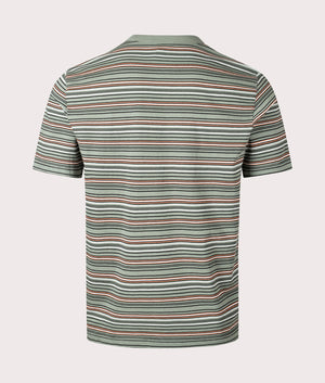 PS Paul Smith Stripe T-Shirt in light Greying Green, Black and Orange Black Shot at EQVVS