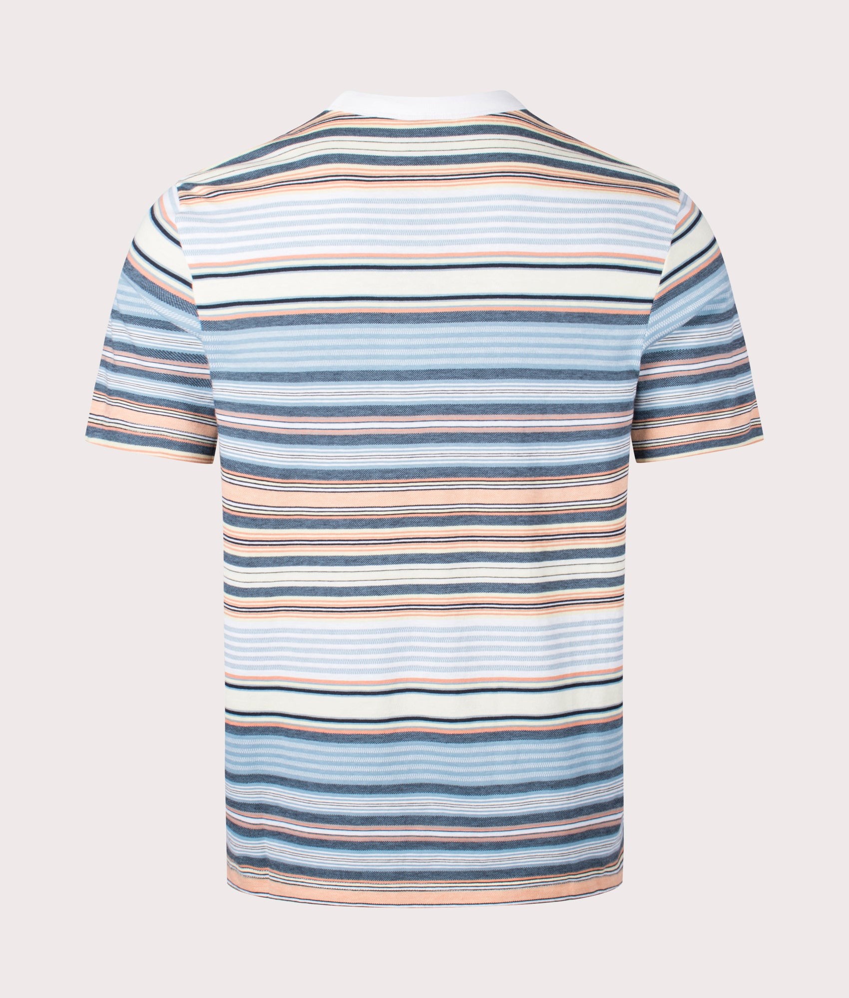 PS Paul Smith Stripe T-Shirt in Goose Beak Orange, Black and Blue Back Shot at EQVVS