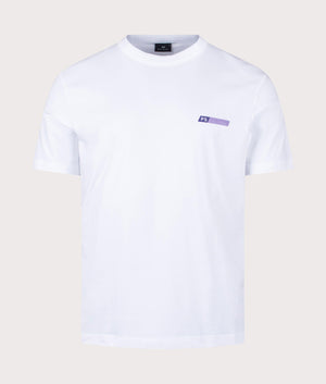 PS Paul Smith Tilt T-Shirt in white with Purple Branding on the Chest Front Shot at EQVVS