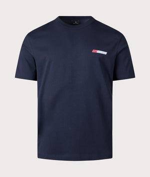PS Paul Smith Tilt T-Shirt in Very Dark Navy with Red and White Branding Front Shot at EQVVS