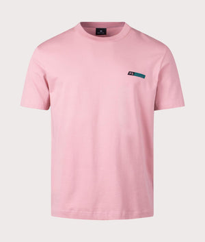 PS Paul Smith PS Tilt T-Shirt in Pink with Black and Green branding on the Chest Front Shot at EQVVS