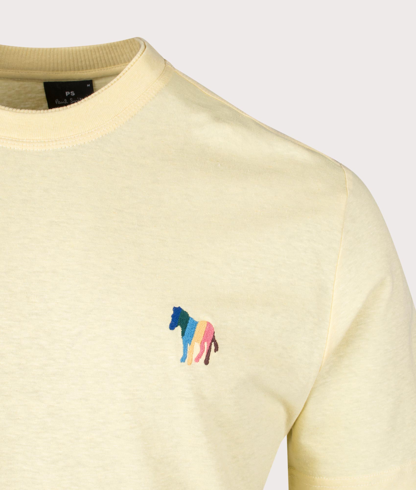 PS Paul Smith Broad Zebra T-Shirt in Lemon Yellow Detail Shot at EQVVS