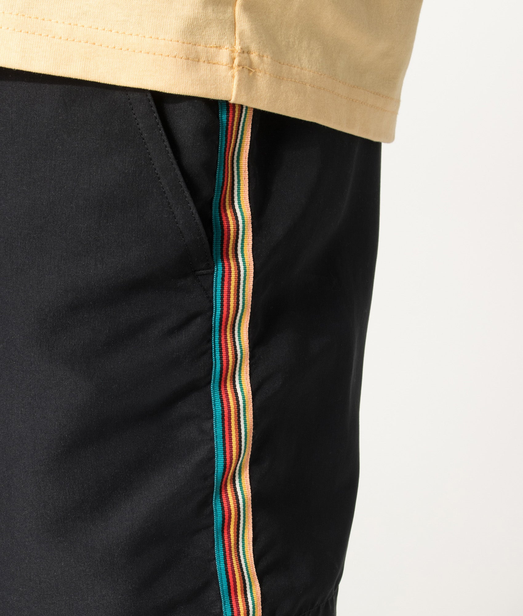 PS Paul Smith Signature Stripe Swim Shorts in Black at EQVVS Menswear. Stripe detail. 