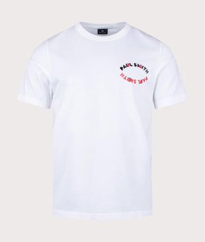 PS Paul Smith Happy Eye T-Shirt in White with Black and Red Back Print, 100% Organic Cotton Front Shot EQVVS