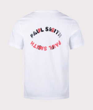 PS Paul Smith Happy Eye T-Shirt in White with Black and Red Back Print, 100% Organic Cotton Back Shot EQVVS