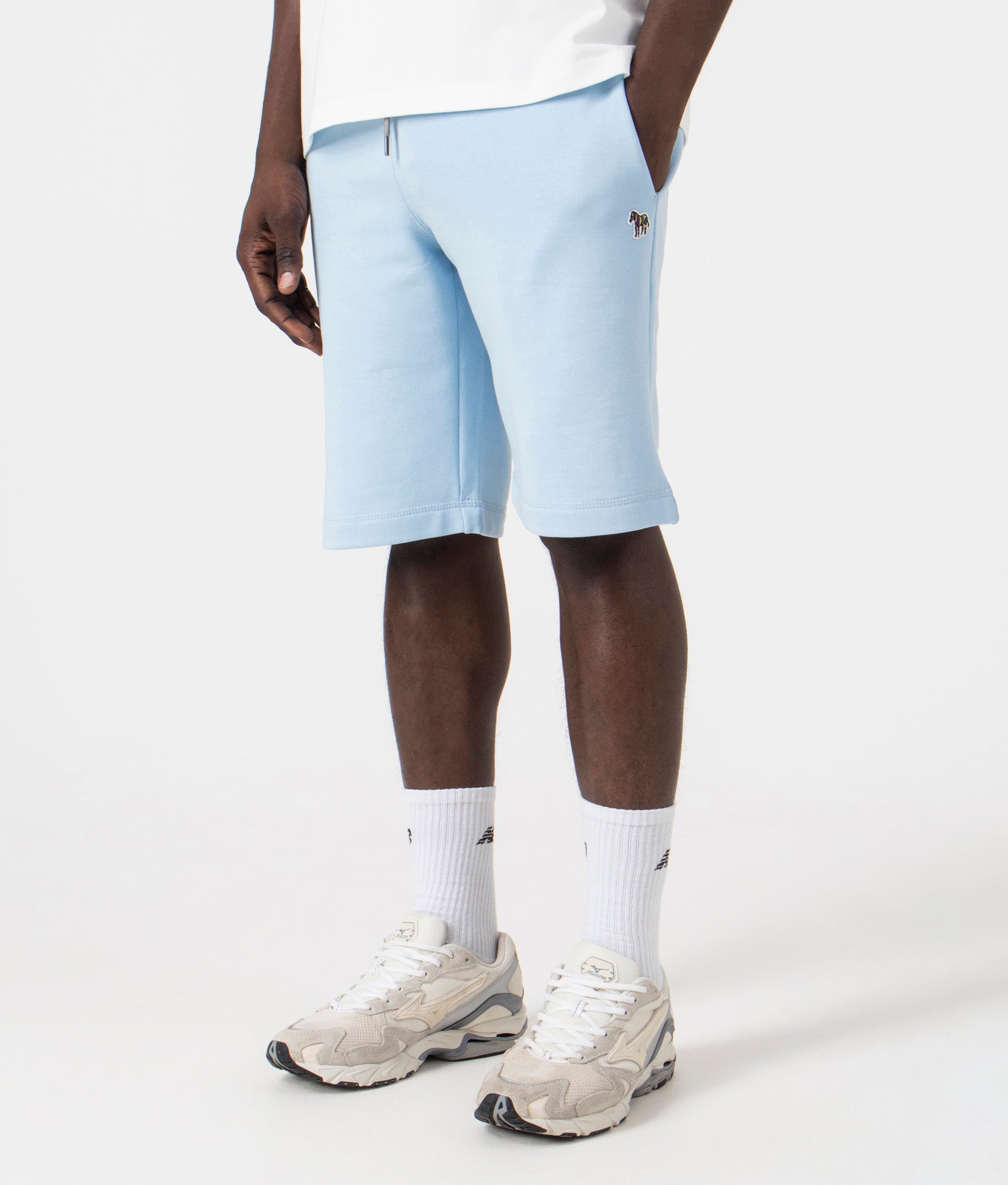 Zebra Shorts in Light Blue by PS Paul Smith. EQVVS Model Shot. 