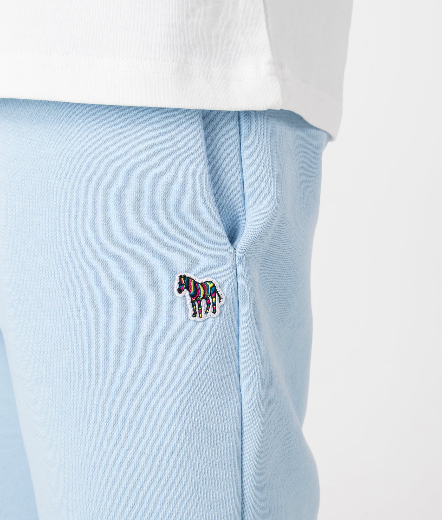 Zebra Shorts in Light Blue by PS Paul Smith. EQVVS Model Shot.