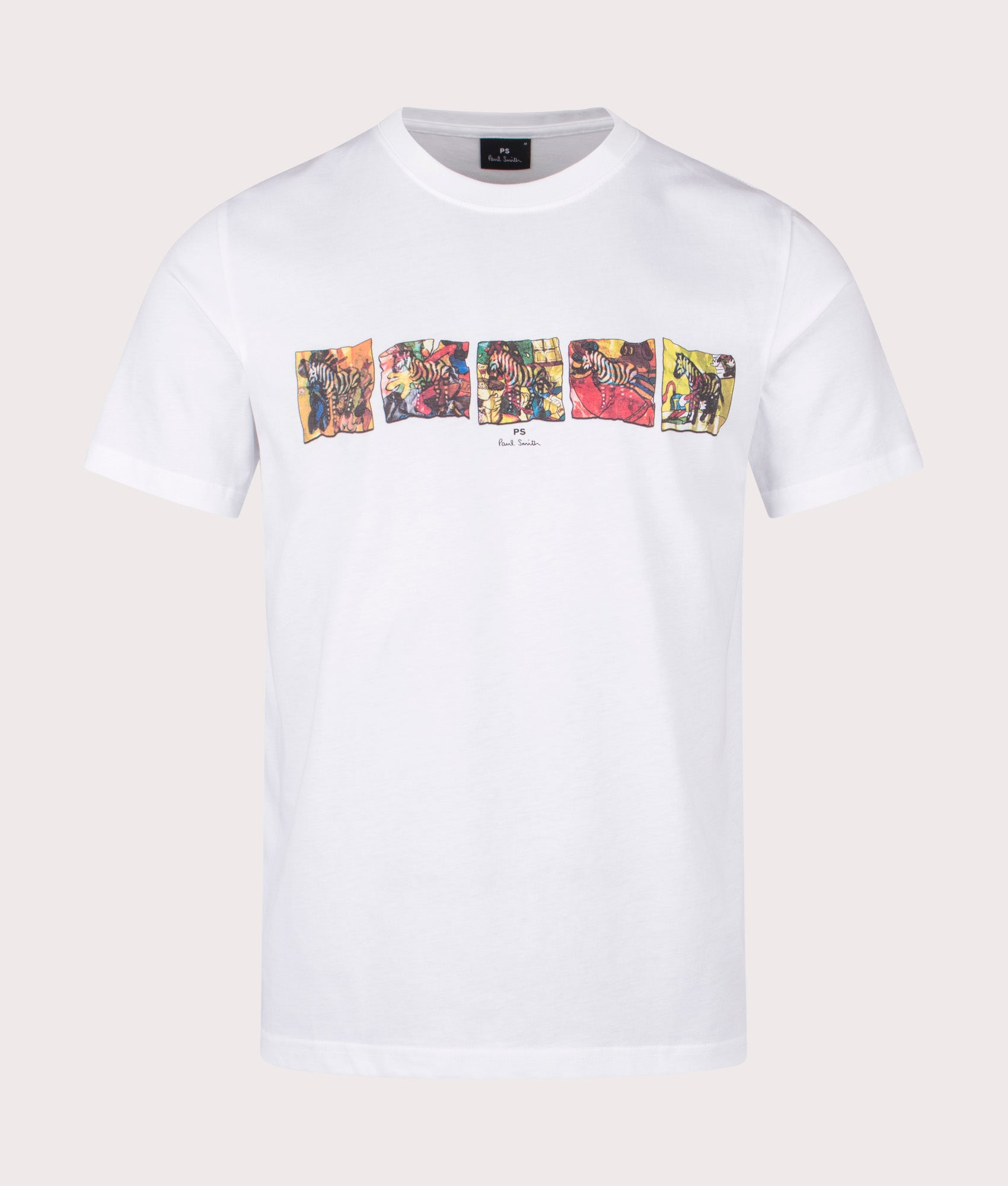 Zebras T-Shirt in White by PS Paul Smith. EQVVS Front Angle Shot.