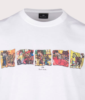 Zebras T-Shirt in White by PS Paul Smith. EQVVS Detail Shot.