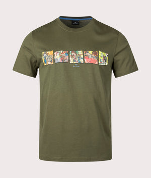 Zebras T-Shirt in Green by PS Paul Smith. EQVVS Front Angle Shot.